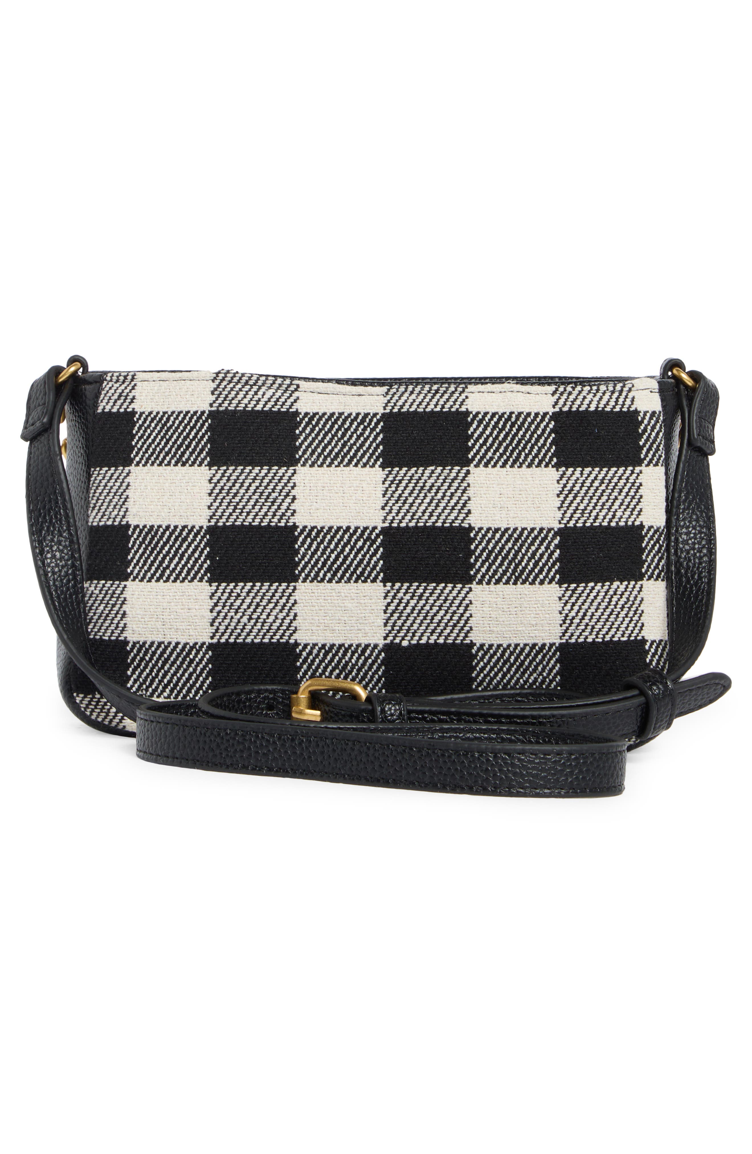 Tahari Hollis Gingham Crossbody Bag, Alternate, color, Black