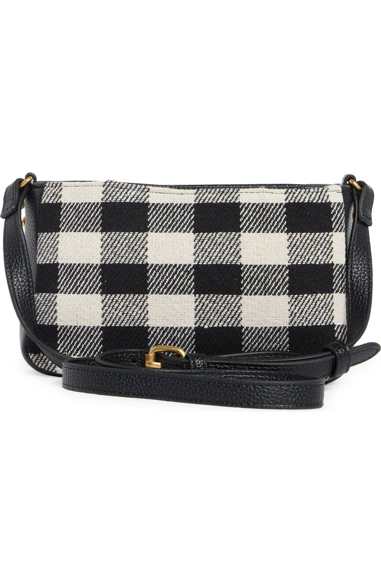 Tahari Hollis Gingham Crossbody Bag, Alternate, color, Black