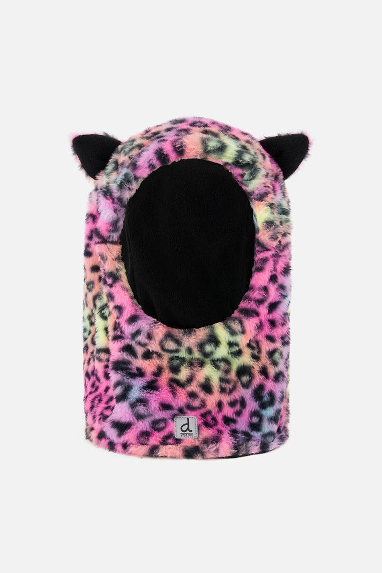 Oversized Leopard Polar Fleece Ski Helmet Balaclava, Main, color, Multicolored Leopard Fur