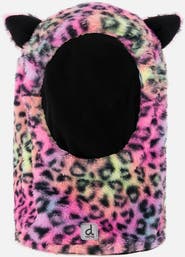 Deux par Deux Oversized Leopard Polar Fleece Ski Helmet Balaclava