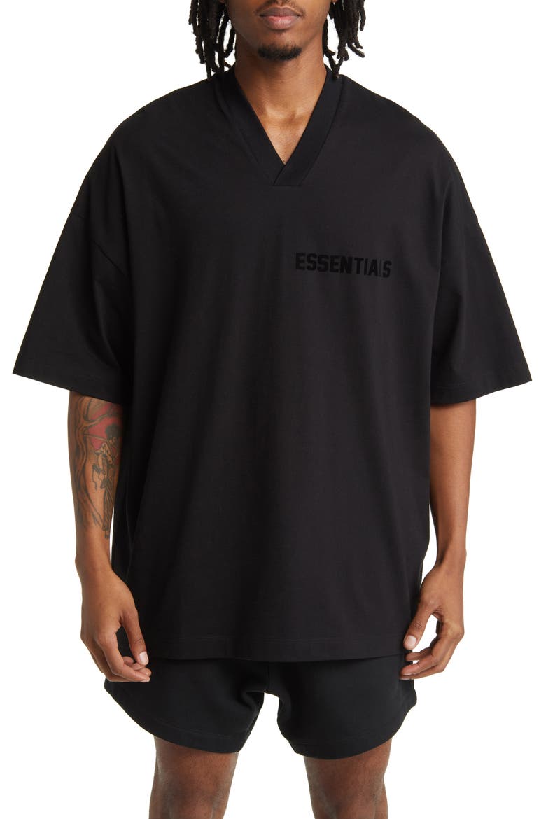 Oversize V-Neck T-Shirt, Main, color, JET BLACK