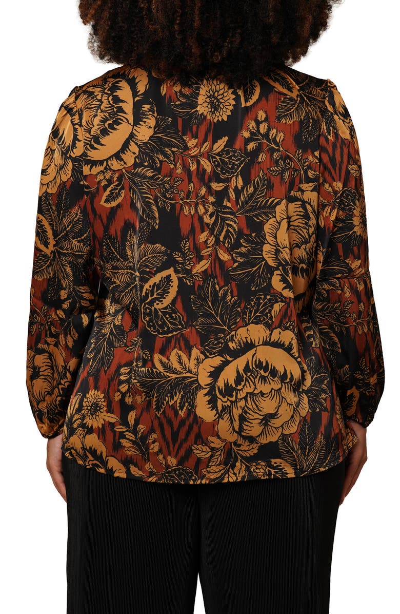 SUNNY LEIGH Tie Front Top, Alternate, color, Multi Brown