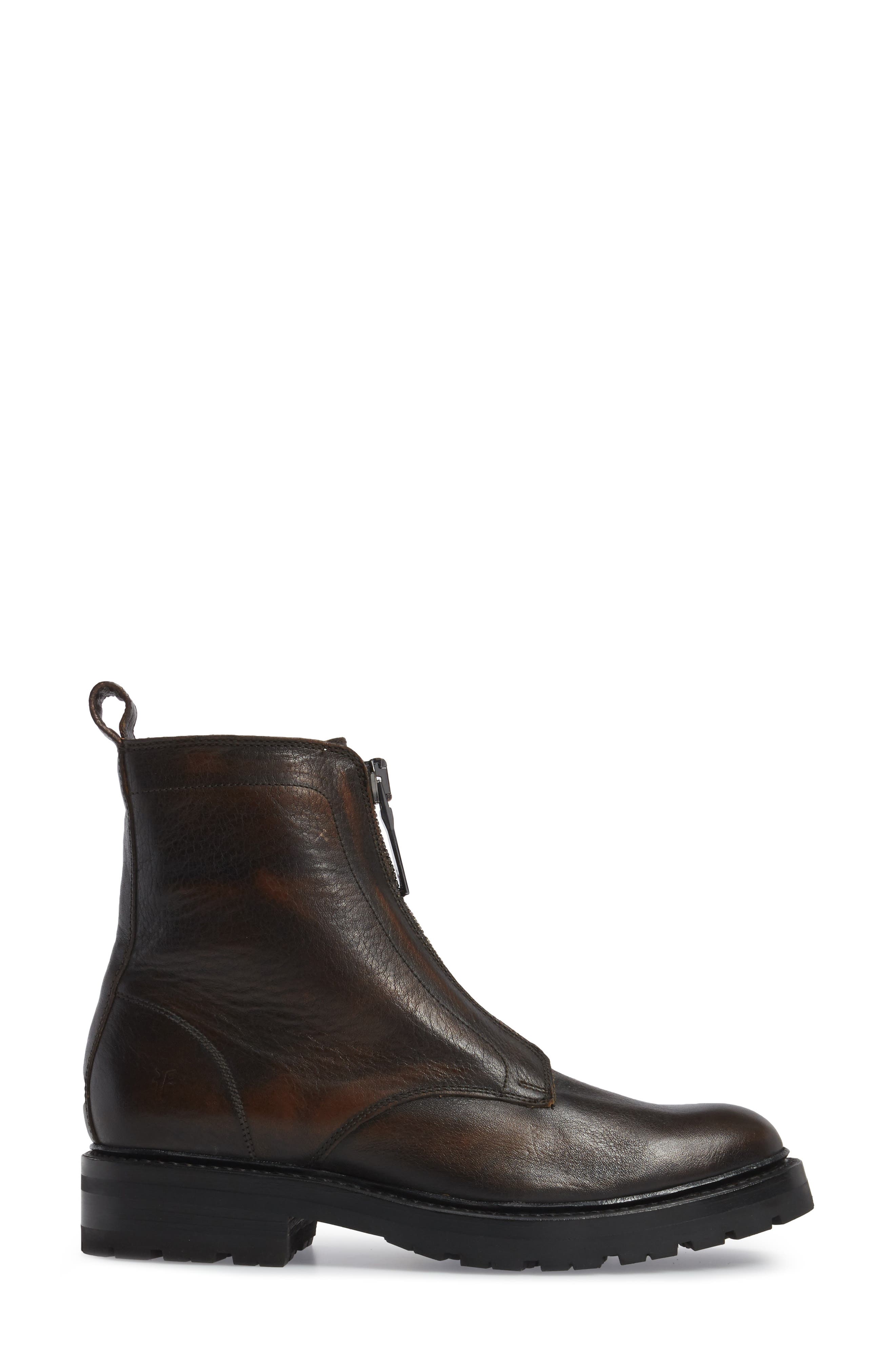 Julie Front Zip Combat Boot, Alternate, color, COGNAC