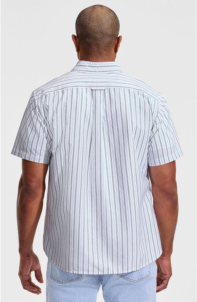 Lands' End Short Sleeve Sail Rigger Shirt, Alternate, color, White/Soft French Blue Stripe