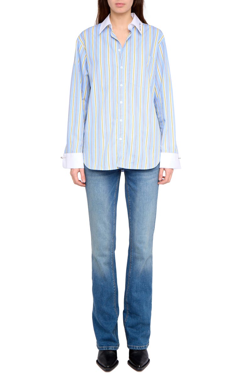 Zadig & Voltaire Morning Stripe Cotton Poplin Button-Up Shirt, Alternate, color, Sixtine
