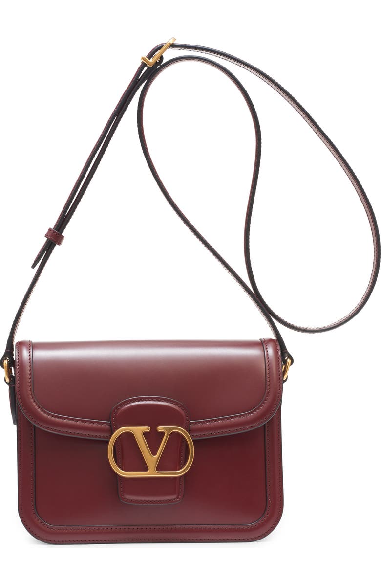 Valentino Garavani Small 9TO5 Leather Shoulder Bag, Main, color, Brick Ruby