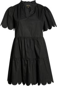 SUGARLIPS Kyra Poplin Tiered Scallop Minidress