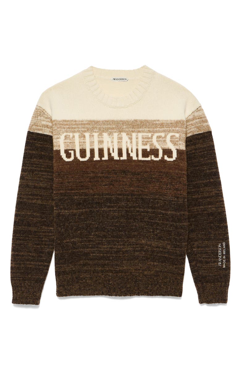 JW Anderson x Guinness Intarsia Logo Colorblock Wool Blend Sweater, Main, color, Brown
