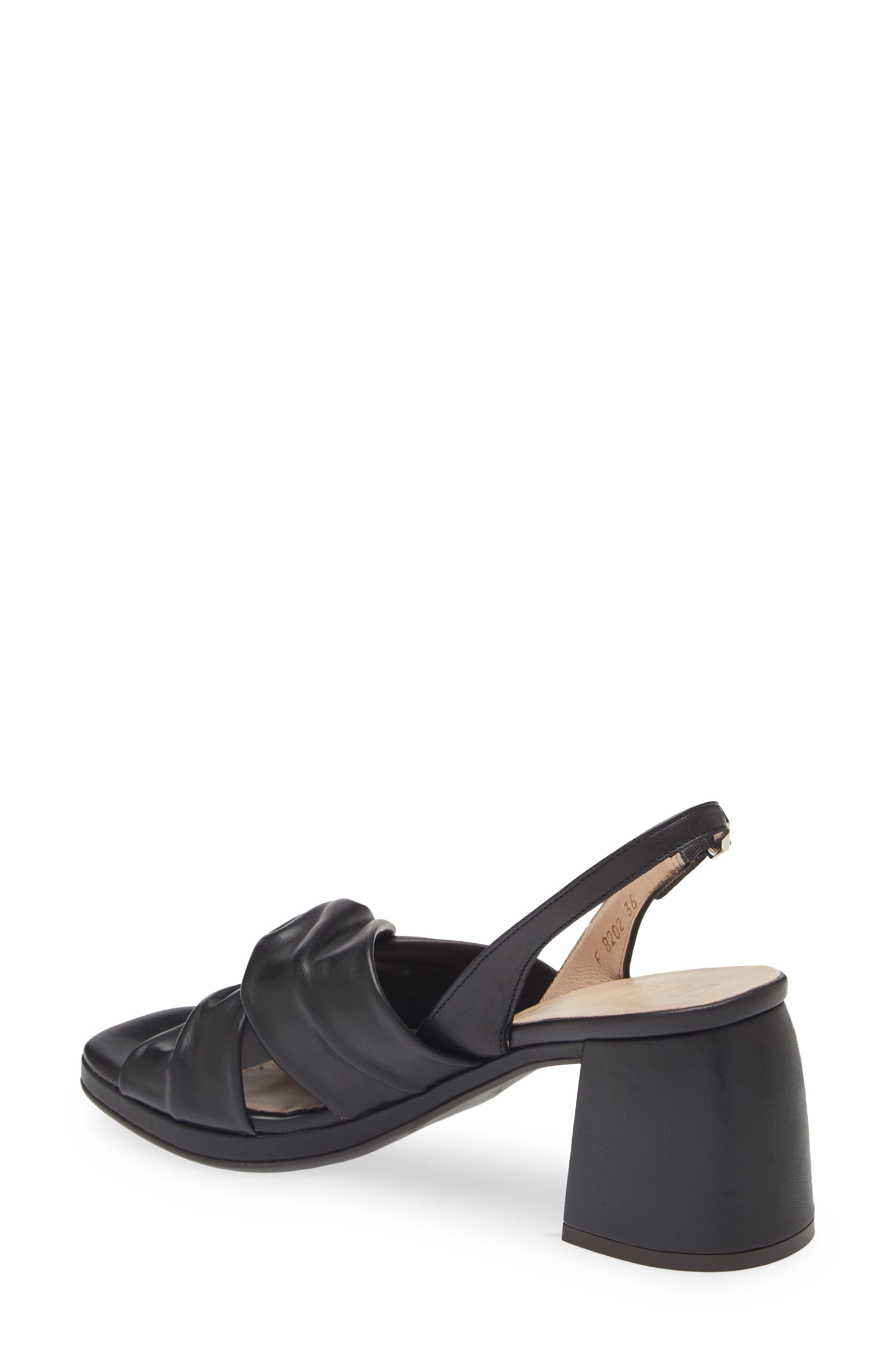 Wonders Knot Detail Block Heel Sandal, Alternate, color, Black Leather