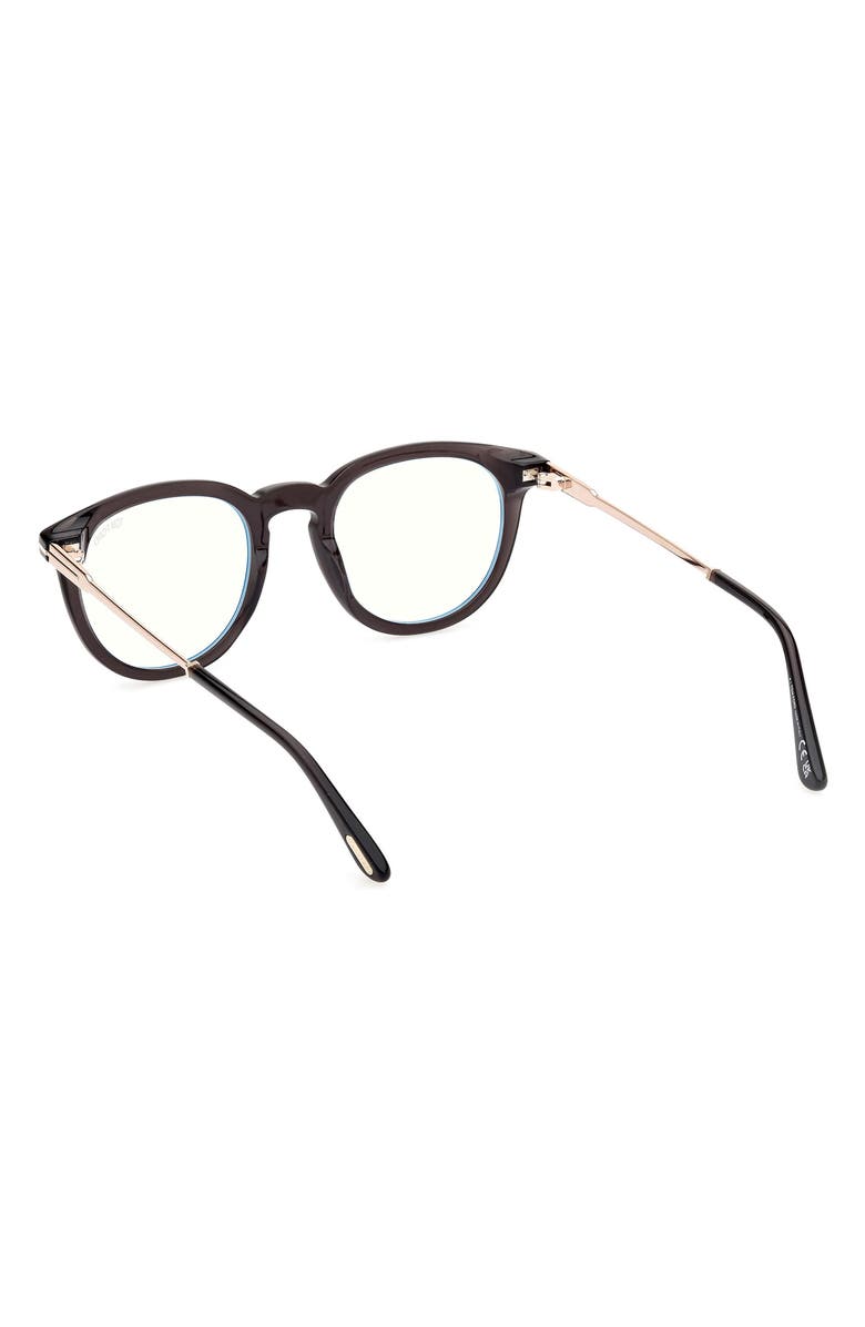 TOM FORD 49mm Round Blue Light Blocking Optical Glasses, Alternate, color,