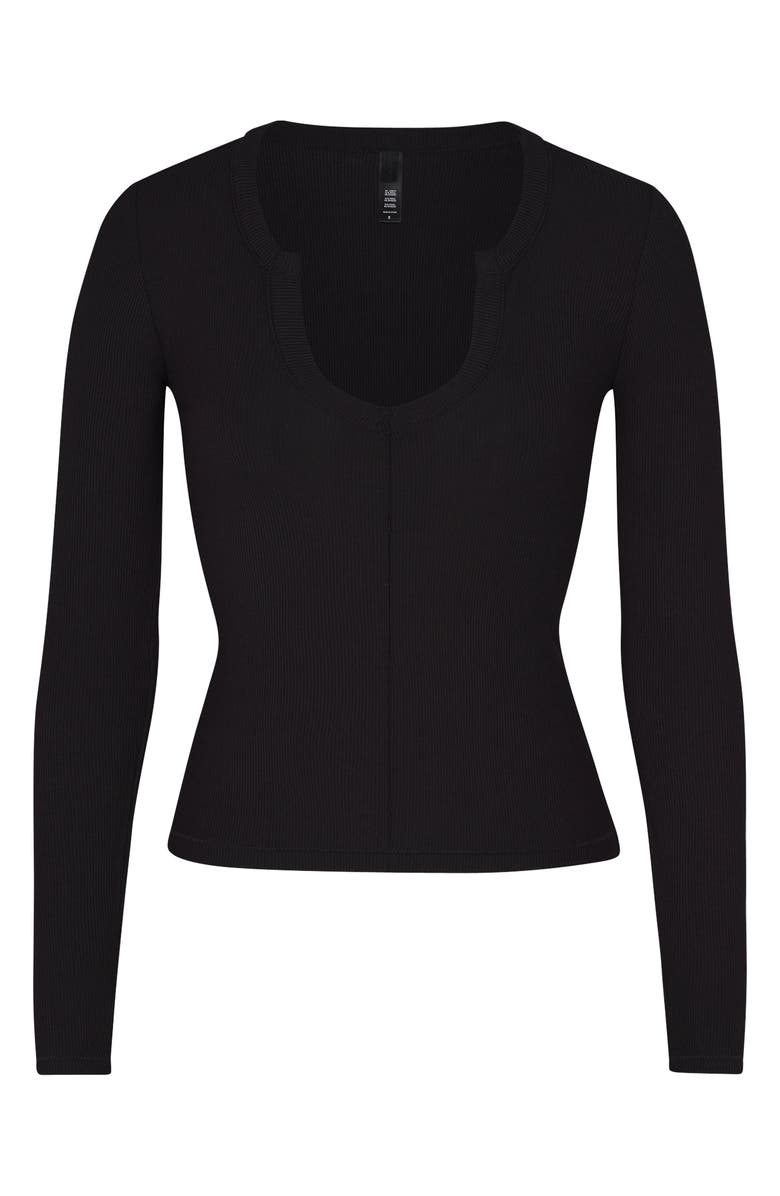 SKIMS Soft Lounge Split Neck Long Sleeve Top, Alternate, color,