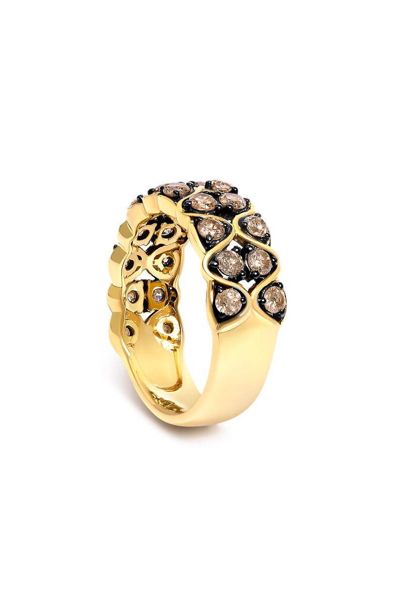 10K Yellow Gold Plated Sterling Silver 1 1/2 ctw Brown Diamond Scalloped Band Ring, Alternate, color, Yellow Gold over Silver
