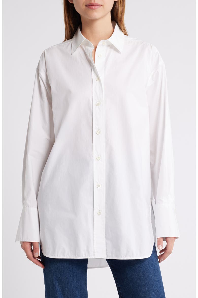The Oversize Cotton Button-Up Shirt, Main, color, WHITE