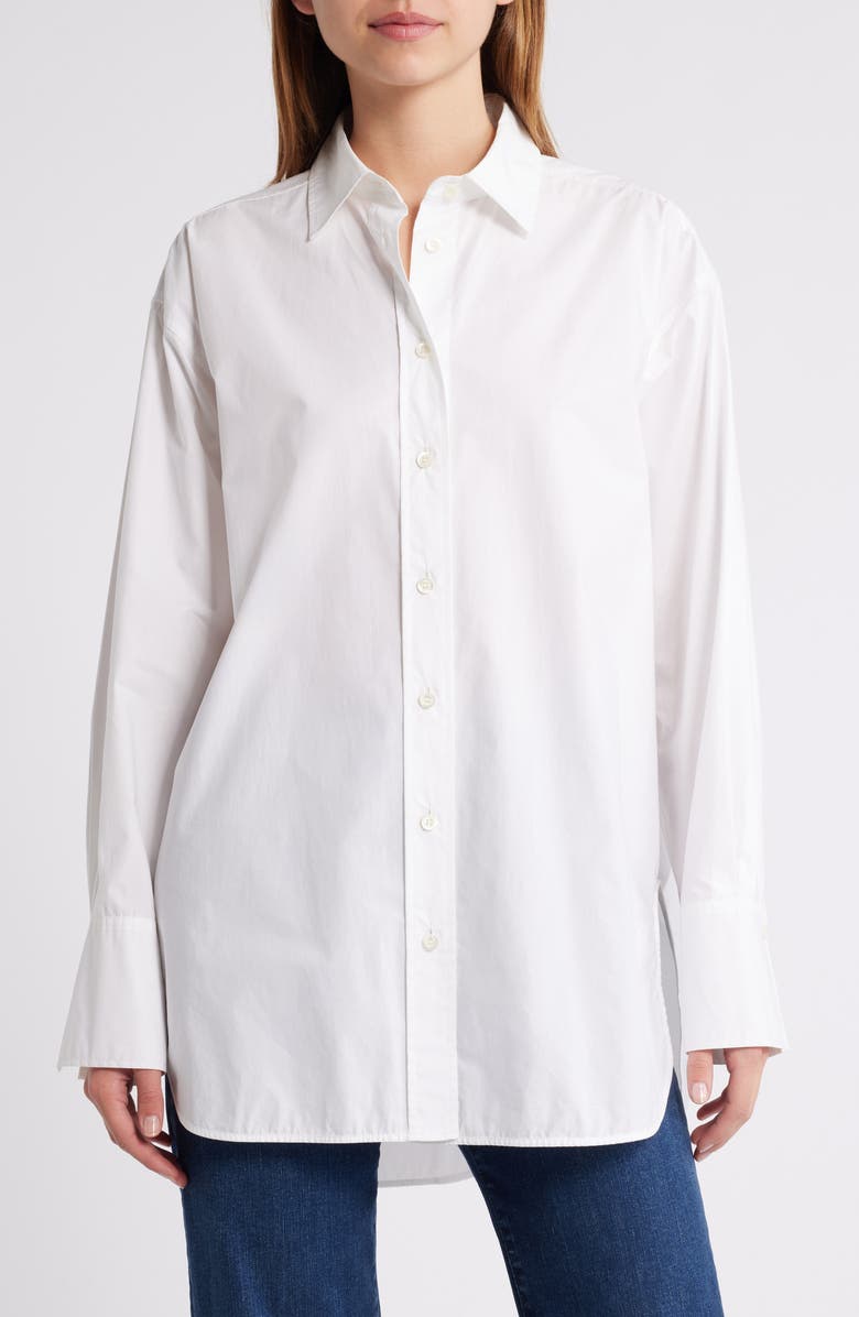 FRAME The Oversize Cotton Button-Up Shirt, Main, color, White