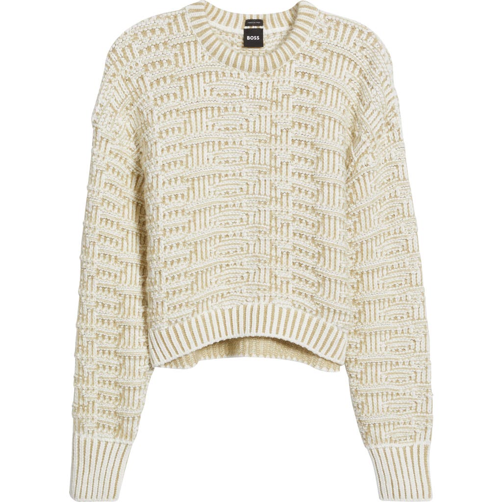 Hugo Boss Boss Flomira Sweater In Light Beige Structured Knit