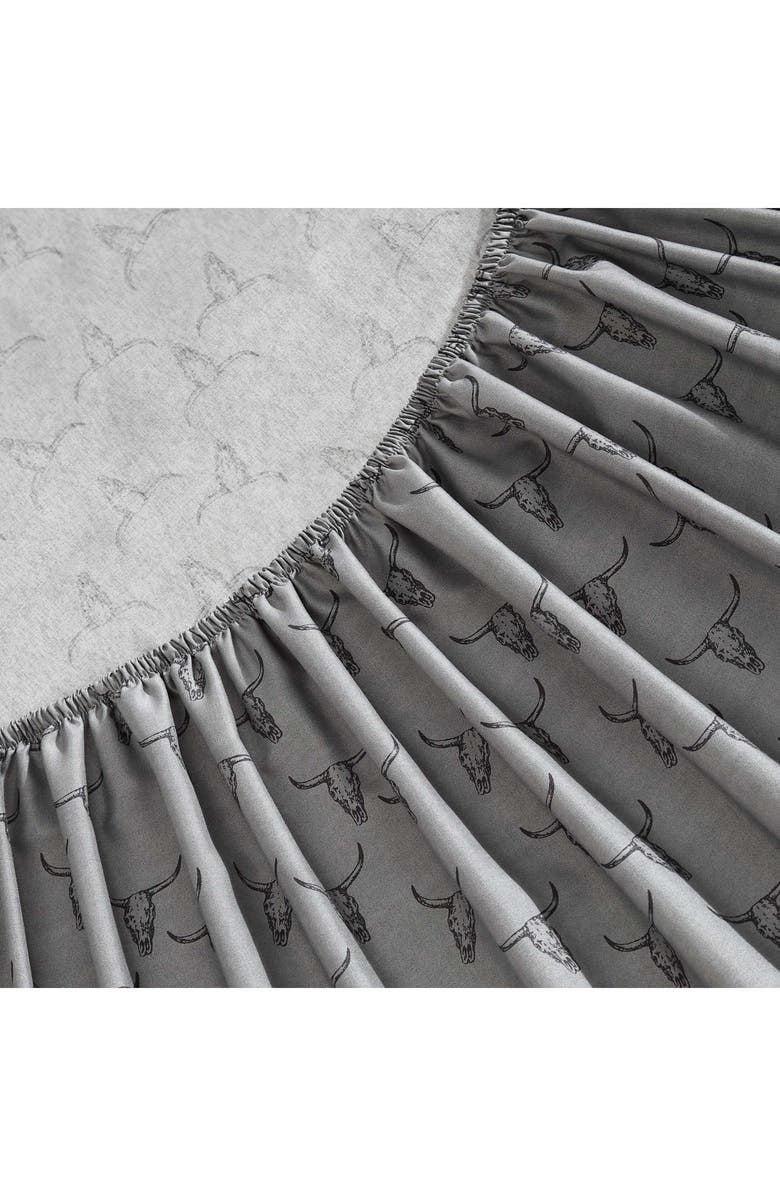 Wrangler Steer Skull Print Microfiber Sheet Set, Alternate, color, Dark Grey