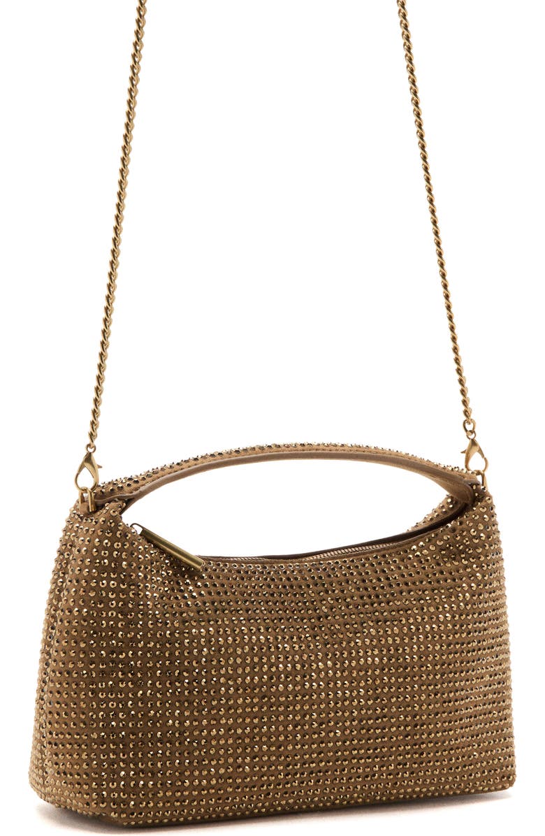 MANGO Small Rhinestone Handbag, Main, color, Ochre