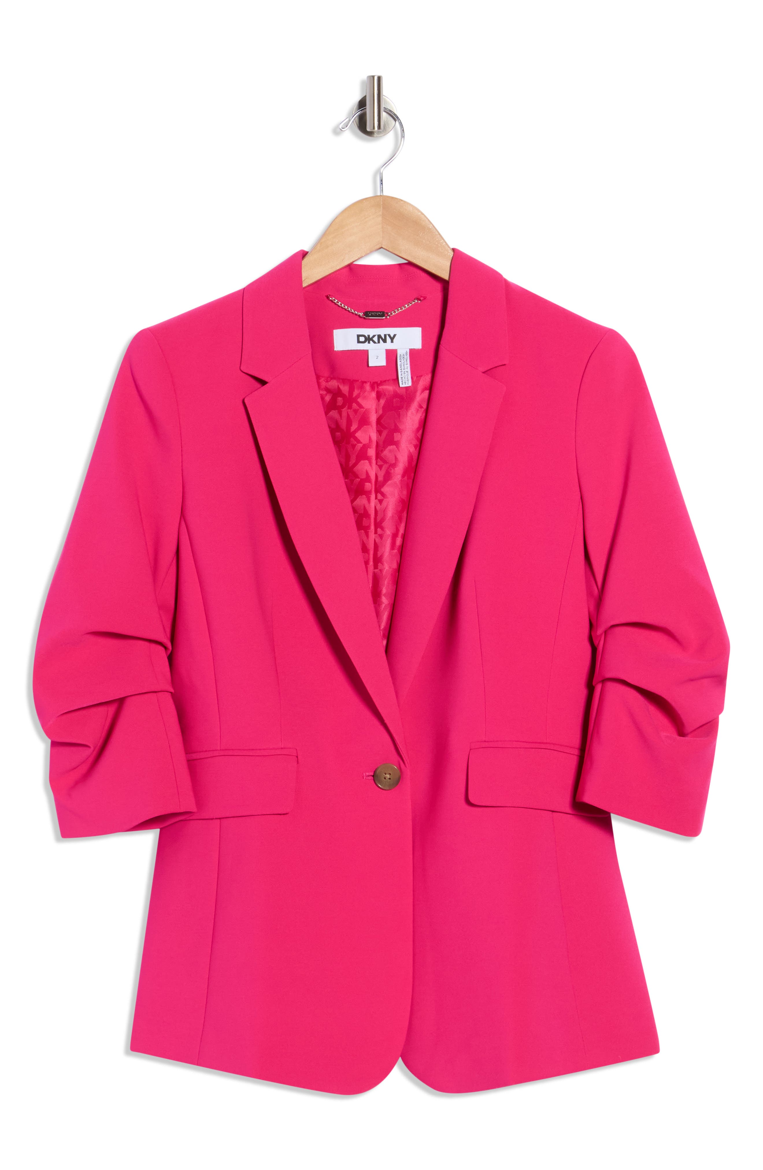 DKNY Ruched Sleeve Blazer