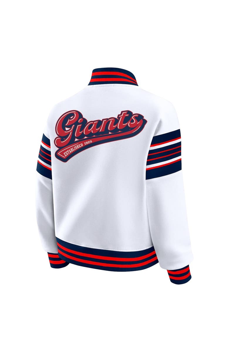 WEAR by Erin Andrews Women's WEAR by Erin Andrews White New York Giants Full-Snap Fleece Sweatshirt Jacket, Alternate, color, White