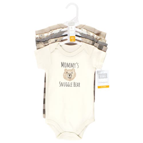 Hudson Baby Five-piece Set Of Cotton Infant All-in-one Bodysuits In Gray