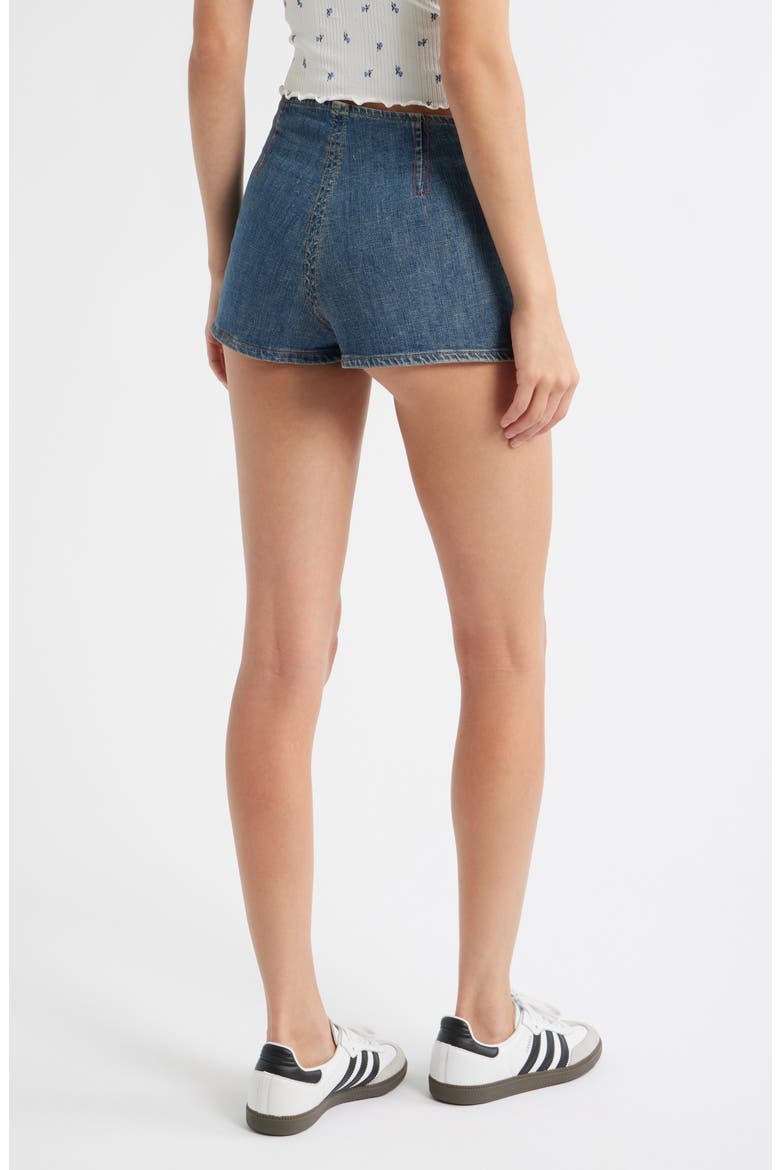 Belted Denim Miniskort, Alternate, color, DENIM