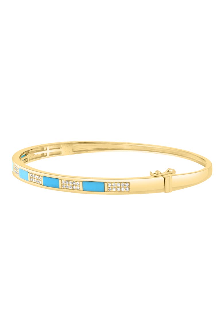 Turquoise & Diamond Hinged Bangle Bracelet, Alternate, color, BLUE