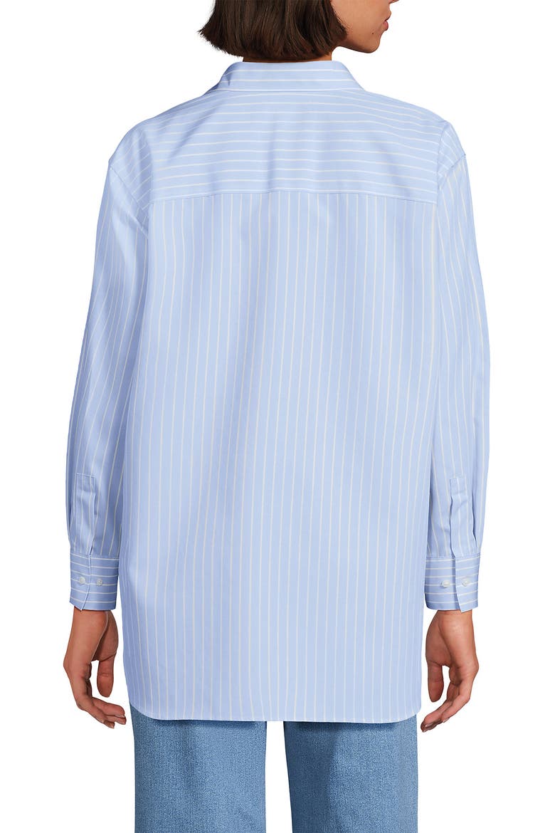 No Iron Oversized Poplin Extra Long Tunic, Alternate, color, Le Crest/Blue Stripe