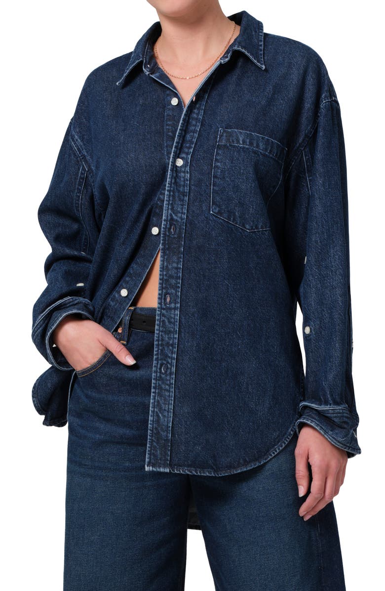 Citizens of Humanity Kayla Oversize Denim Button-Up Shirt, Main, color, Artesia