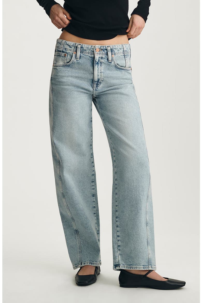 Nica Twist Seam High Waist Barrel Jeans, Main, color, LIGHT USED DENIM