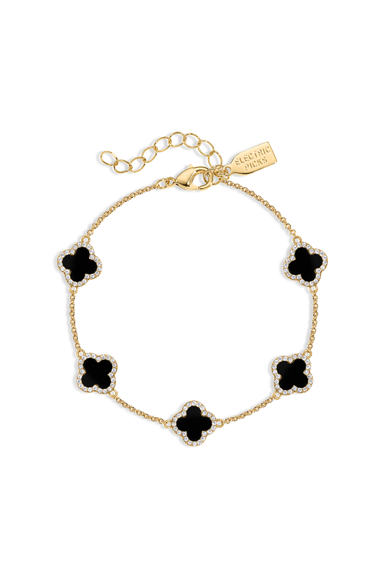 Mini Black Icon Clover Bracelet, Main, color, Black