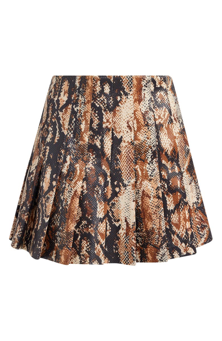 Alice + Olivia Carter Snake Print Pleated Faux Leather Miniskirt, Alternate, color, 