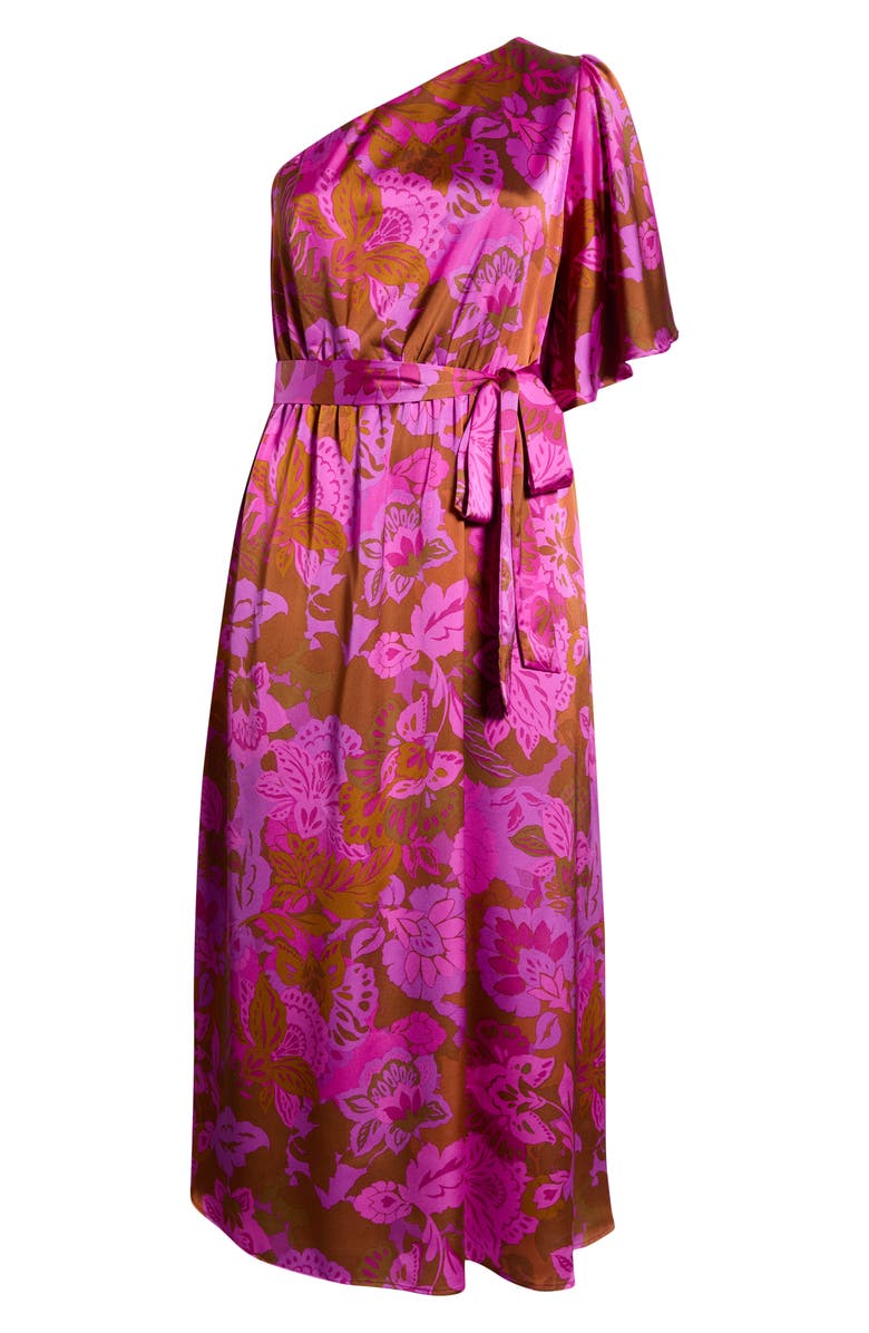 SUGARLIPS Lorian Floral Print One-Shoulder Maxi Dress, Alternate, color, Rust-Magenta