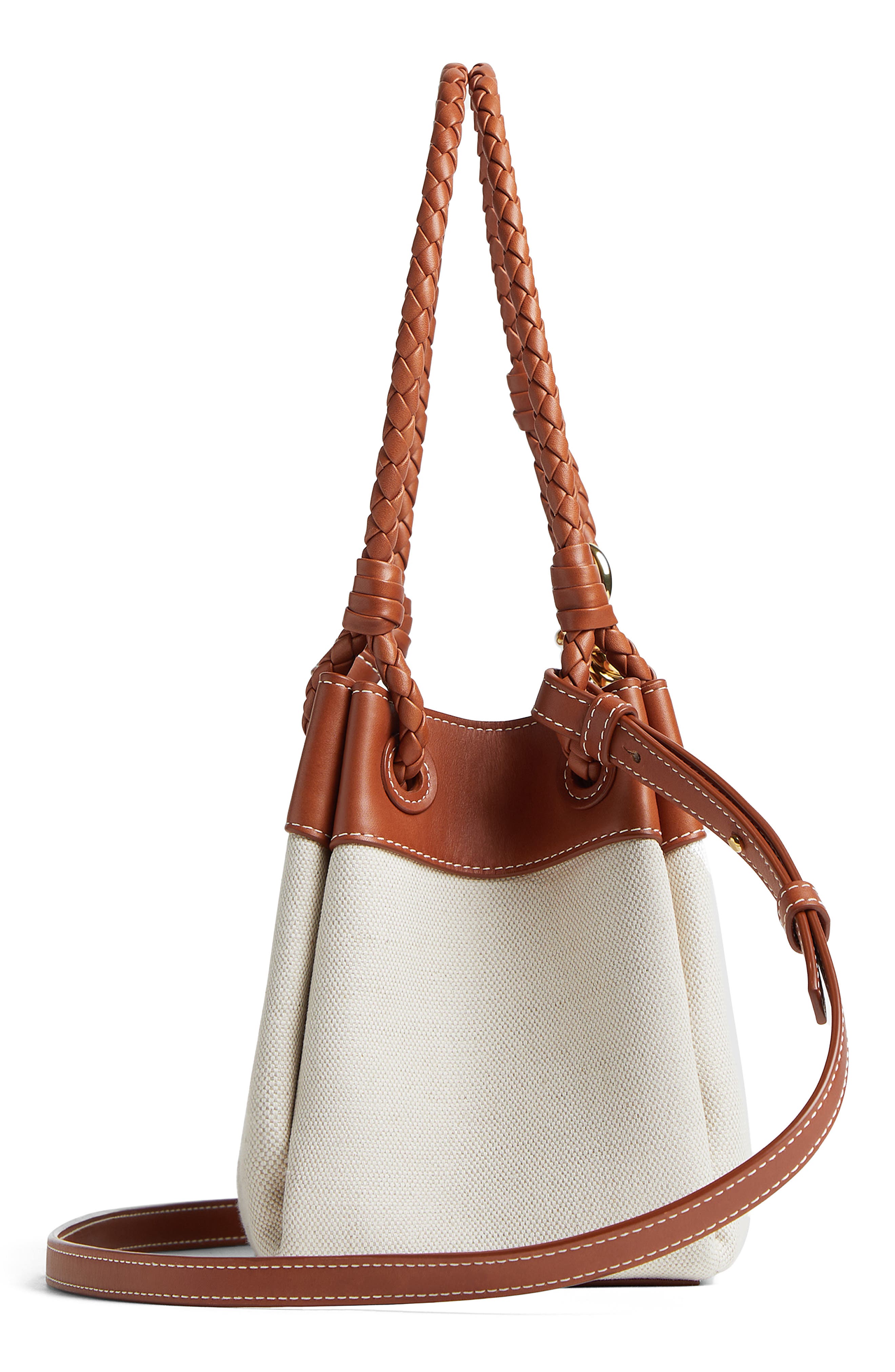 Bottega Veneta Small Andiamo Canvas & Leather Crossbody Bag, Alternate, color, Natural Light Wood