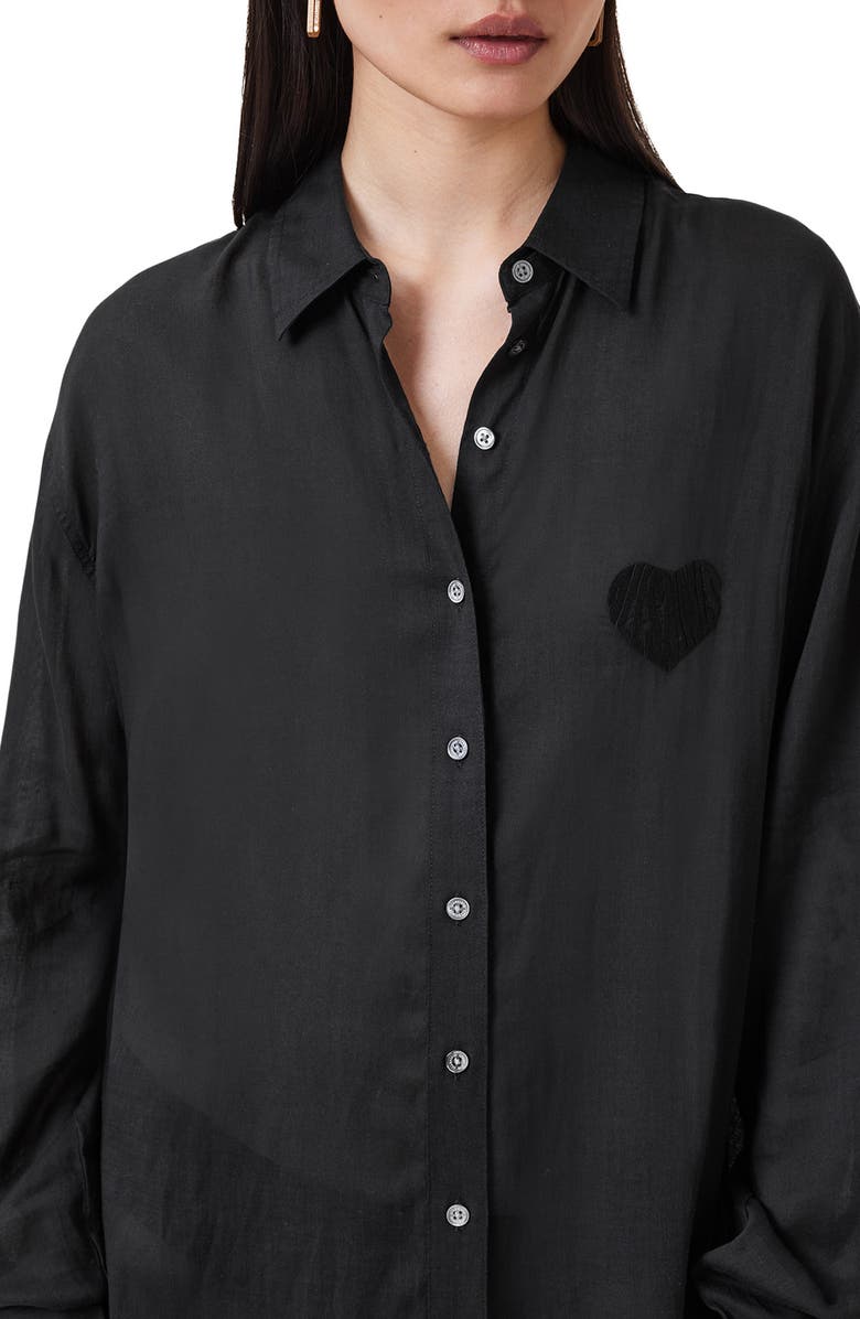 AllSaints Ezra Long Sleeve High-Low Maxi Shirtdress, Alternate, color, 