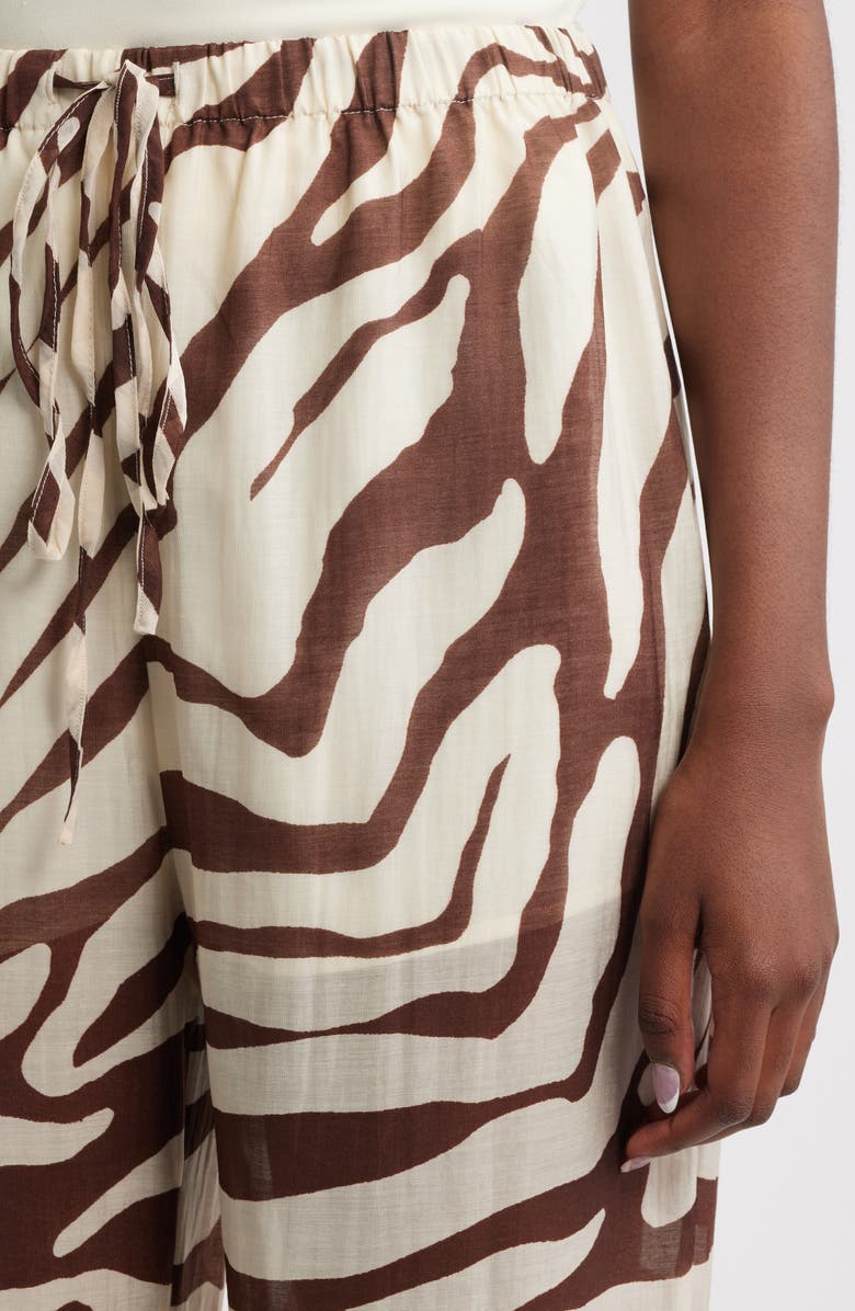 MANGO Koni Animal Print Wide Leg Pants, Alternate, color, Ecru