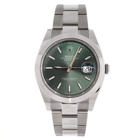Oyster Perpetual Datejust Mint Green Automatic Watch Stainless Steel 41