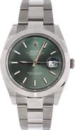 Pre-Owned Rolex Oyster Perpetual Datejust Mint Green Automatic Watch Stainless Steel 41