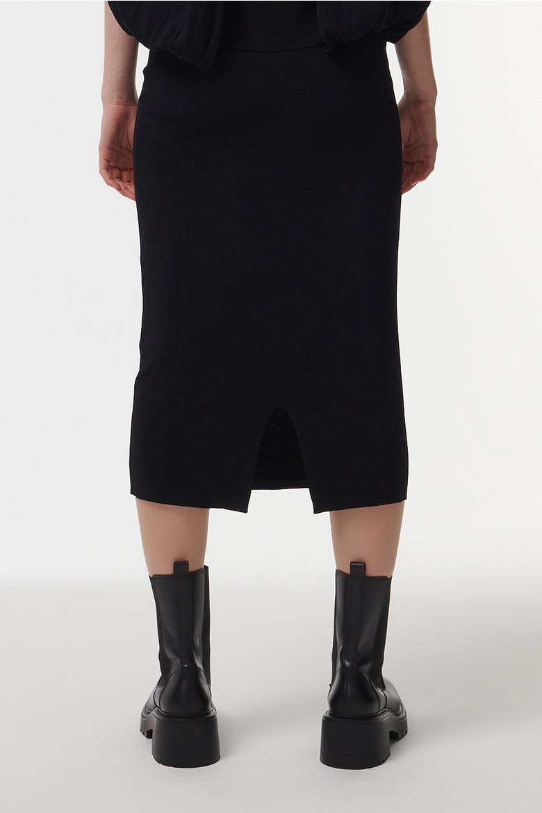 Knitted Pencil Skirt, Alternate, color, Black