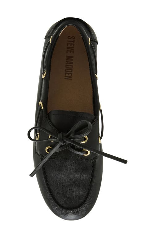 Steve Madden Sag Boat Shoe In Black Leather