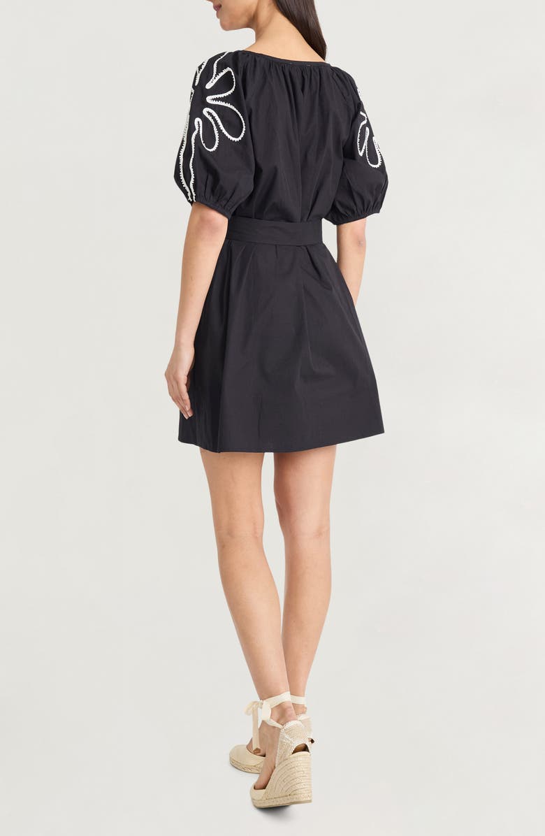 The Good Journey Stitch Detail Puff Sleeve Sheath Dress, Alternate, color, Black/ Ivory