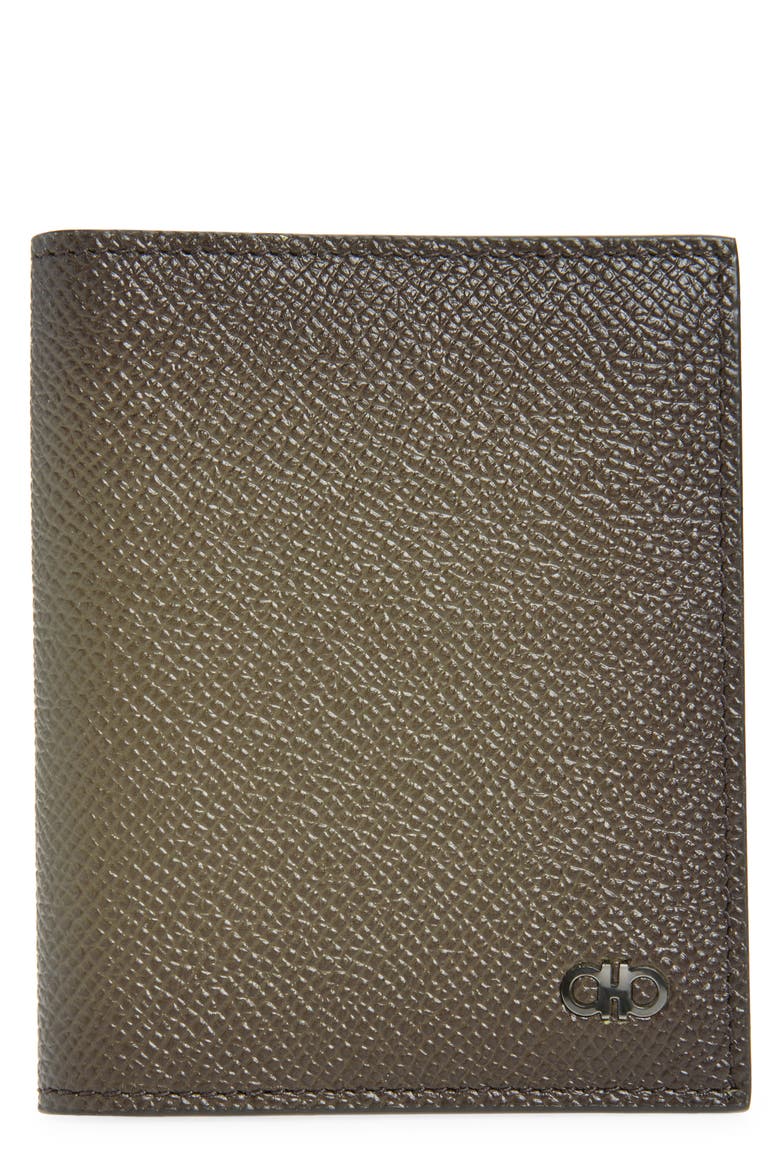Micro Gancio Leather Tall Bifold Wallet, Main, color, SPRUZZATURA NEW OLIVE NERO
