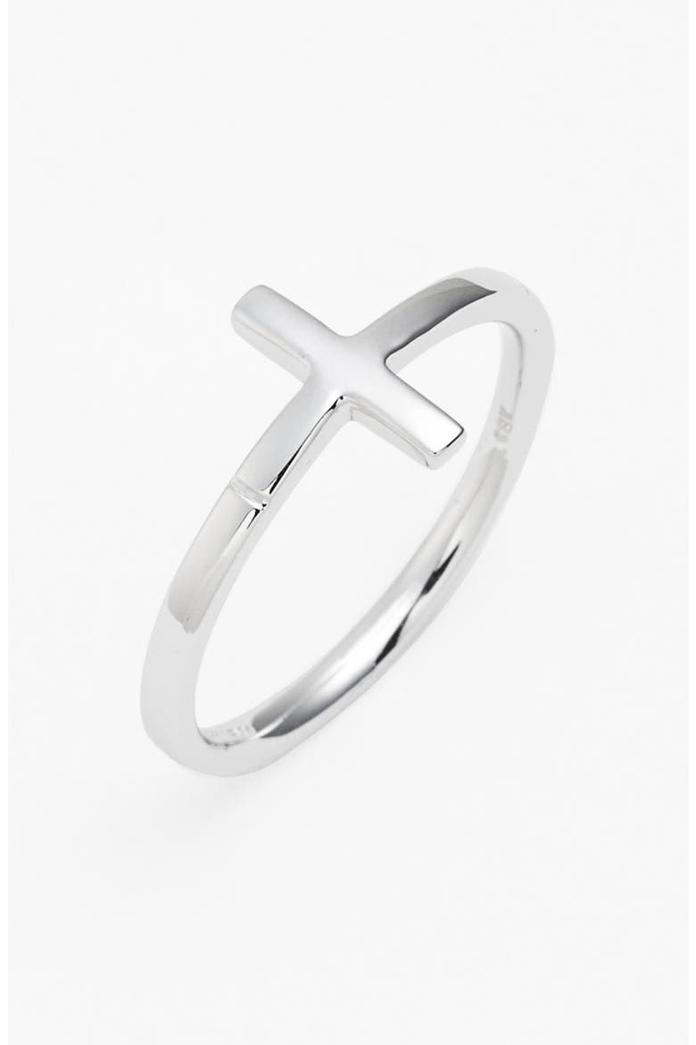 14K Gold Cross Ring (Nordstrom Exclusive), Main, color, WHITE GOLD