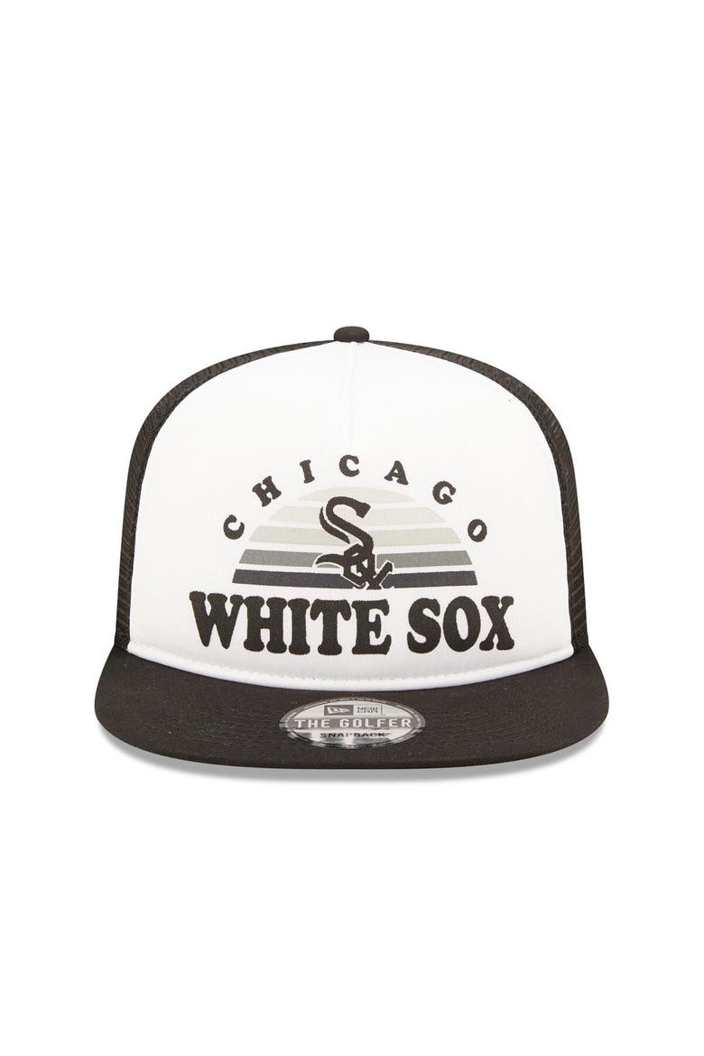 Men's New Era White/Black Chicago White Sox Gradient Golfer 9FIFTY Snapback Hat, Alternate, color, White