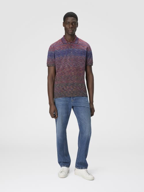 Missoni Short Sleeve Polo With Flame Knit In Multi