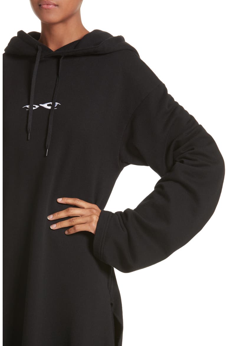 Hoodie Wrap Dress, Alternate, color, BLACK