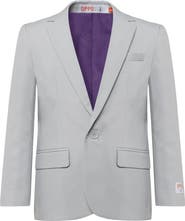 OppoSuits Groovy Grey Two-Piece Suit with Tie