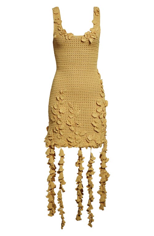 Oscar De La Renta 3d Floral Kint Dress In Gold