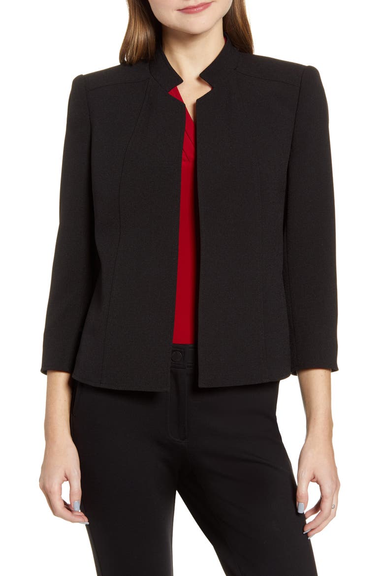 Crepe Open Front Jacket, Main, color, ANNE BLK