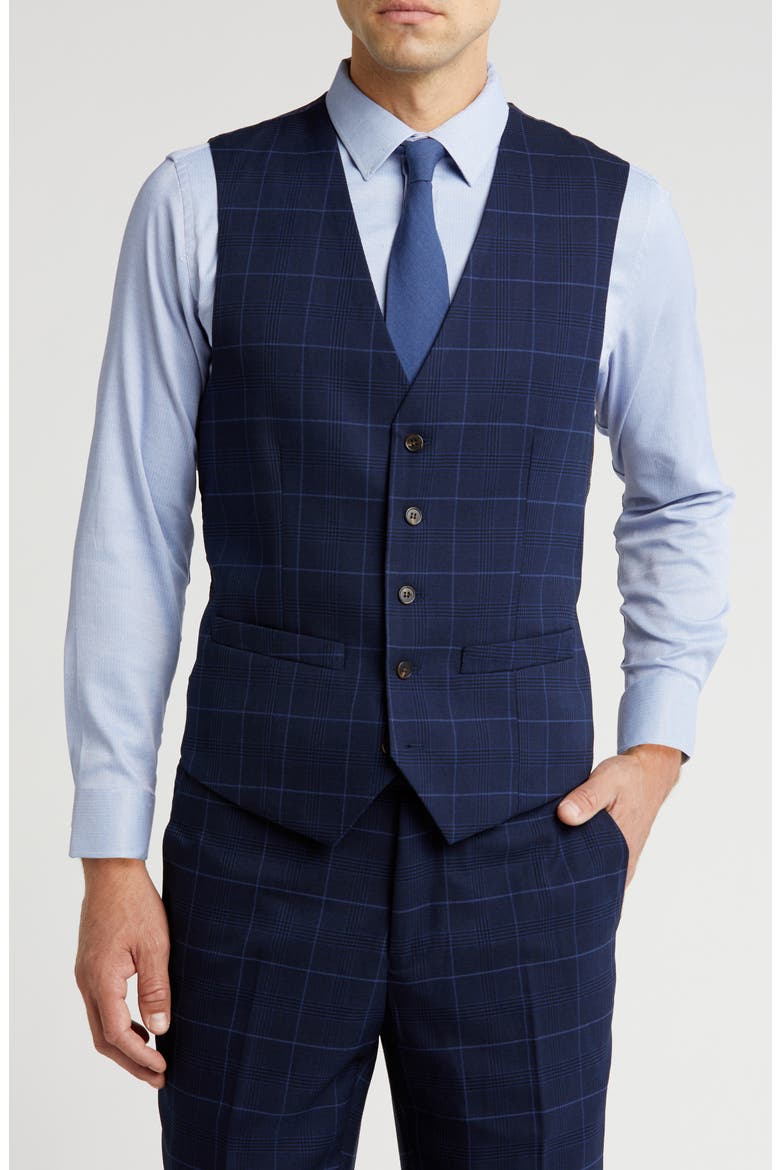 Slim Fit 3-Piece Blue Check Suit, Alternate, color, MIDNIGHT BLUE