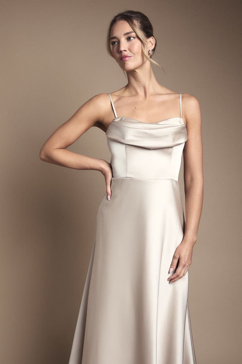 Strappy Maxi Bridesmaid Dress, Alternate, color, Champagne